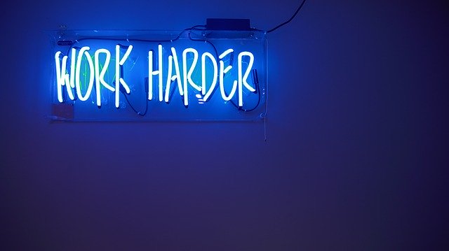 Blue Neon Sign Work Harder